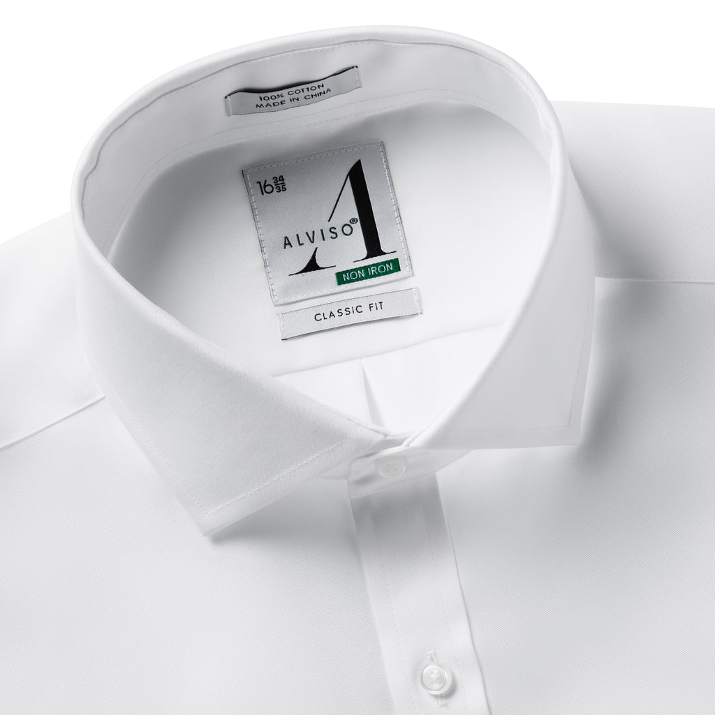 alviso dress shirts Alviso Boys White Long Sleeve 100% Cotton Non-Iron Dress Shirt
