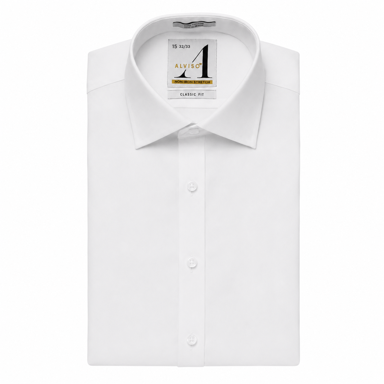 100% Cotton Non-Iron Stretch Classic Fit Button Cuff Shirt